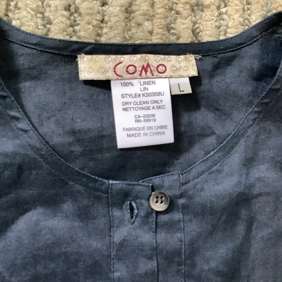 Como 100% Linen Tunic Black Size Large Lace Hem - Picture 3 of 8